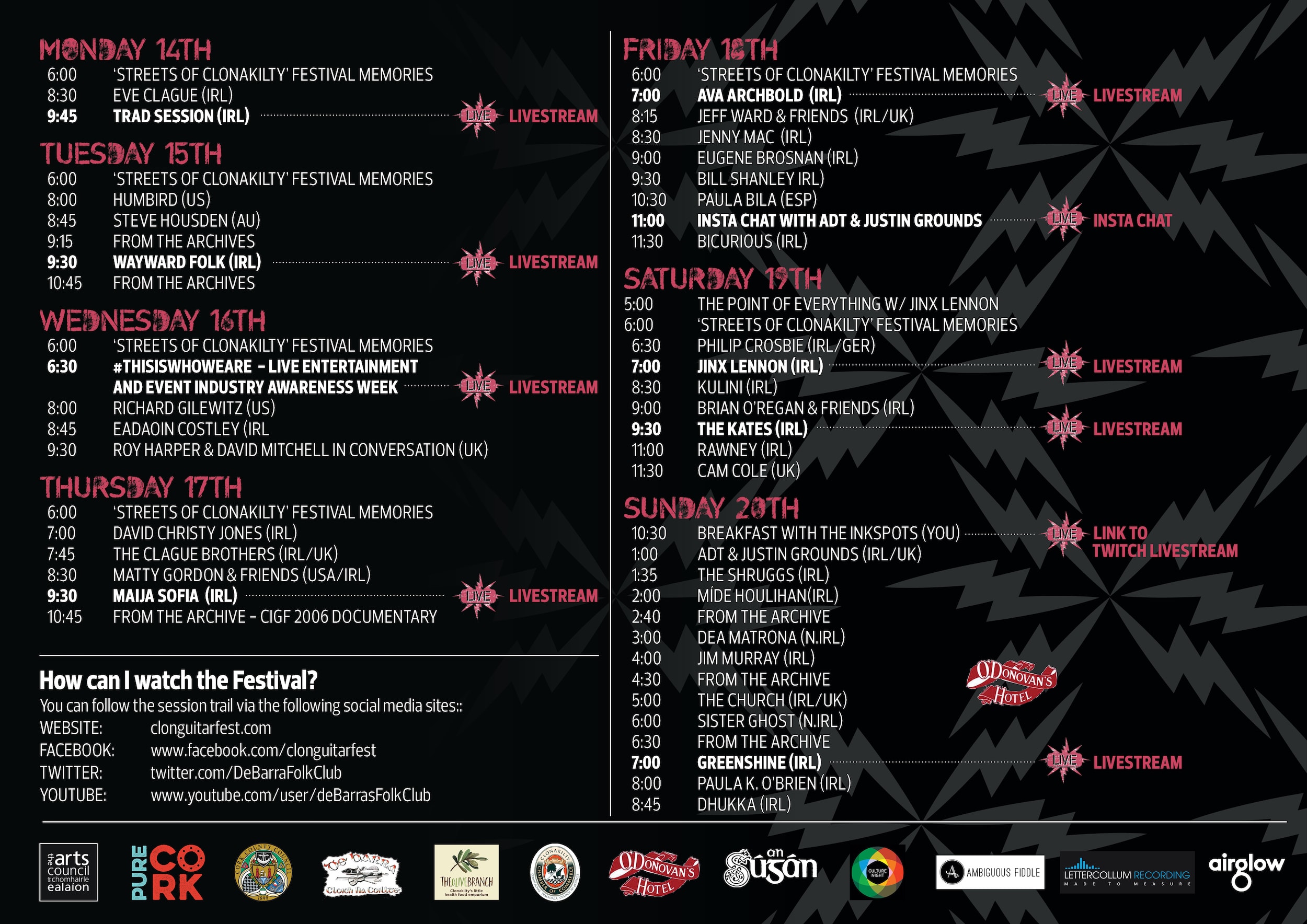 Clonakilty Guitar Festival announces programme for online fest that opens Monday Sept 14