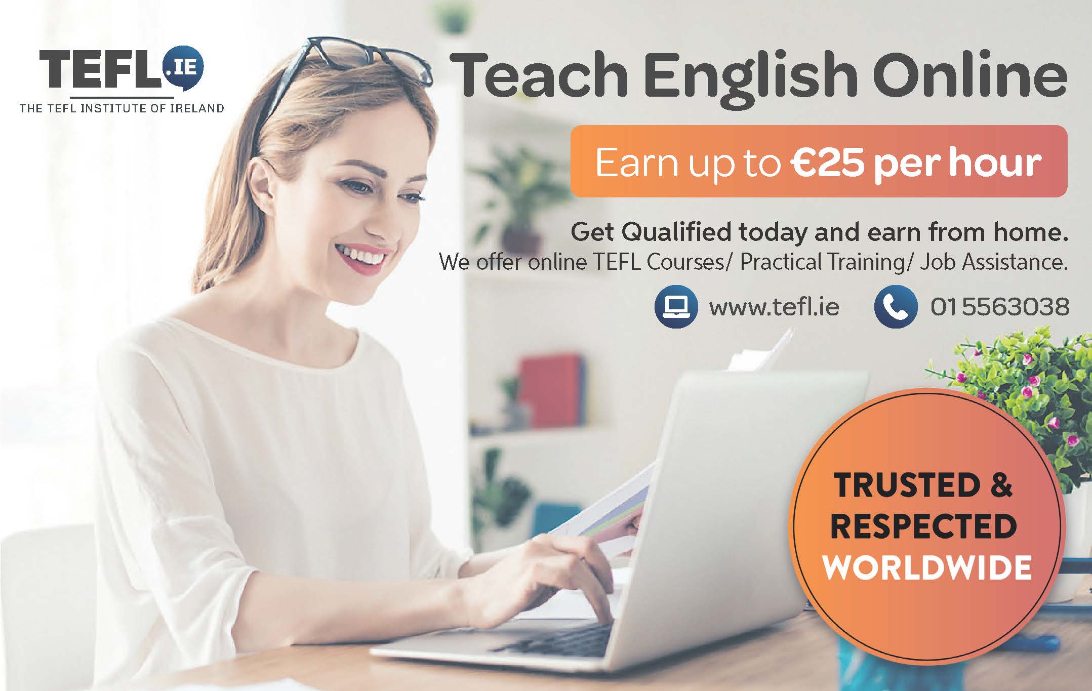 Earn up to €25 per hour by teaching English online
